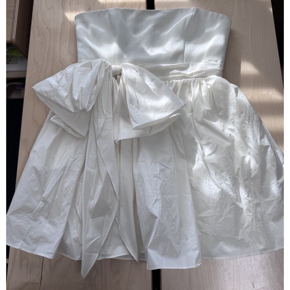 Cinq a Sept Womens Liv Side Bow Dress, Ivory Size 14, NWT